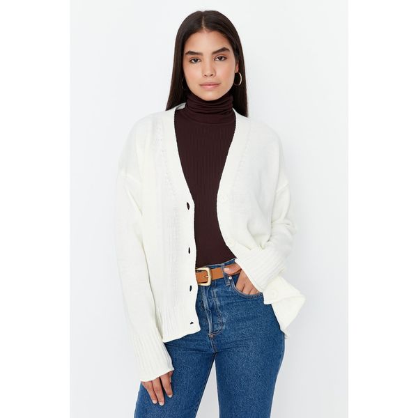 Trendyol Trendyol Ecru Button Detailed Knitwear Cardigan