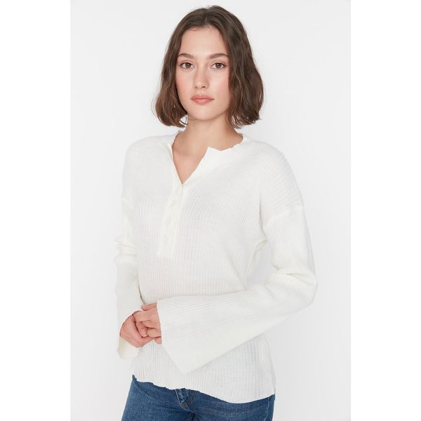 Trendyol Trendyol Ecru Button Detailed Knitwear Sweater