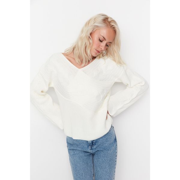 Trendyol Trendyol Ecru Collar Detailed Knitwear Sweater