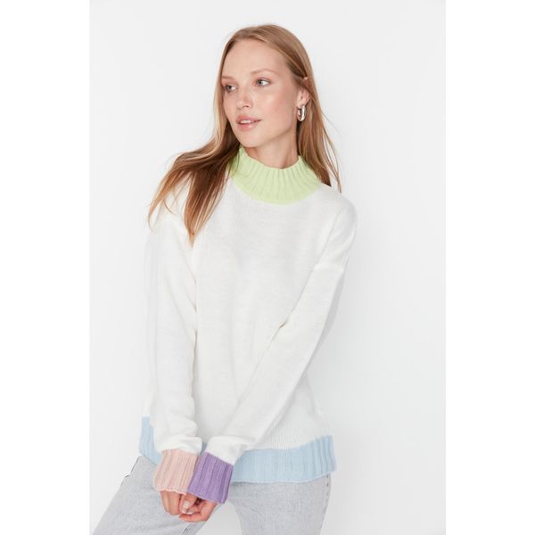 Trendyol Trendyol Ecru Color Block Knitwear Sweater