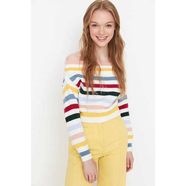 Trendyol Trendyol Ecru Color Block Knitwear Sweater