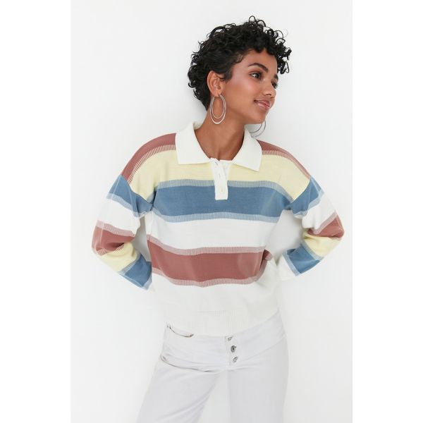 Trendyol Trendyol Ecru Color Block Knitwear Sweater