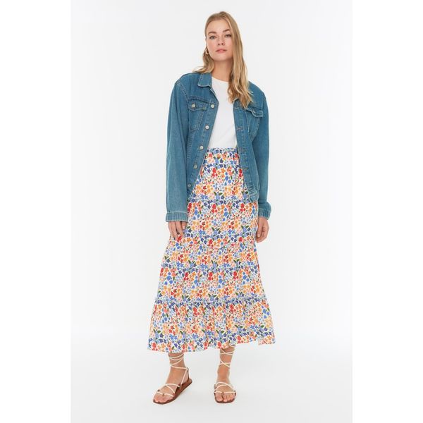 Trendyol Trendyol Ecru Colored Floral Patterned Skirt