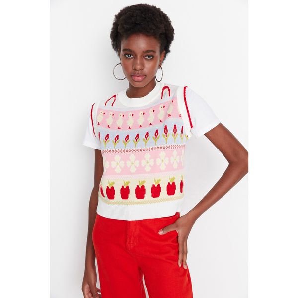 Trendyol Trendyol Ecru Fruit Patterned Knitwear Sweater