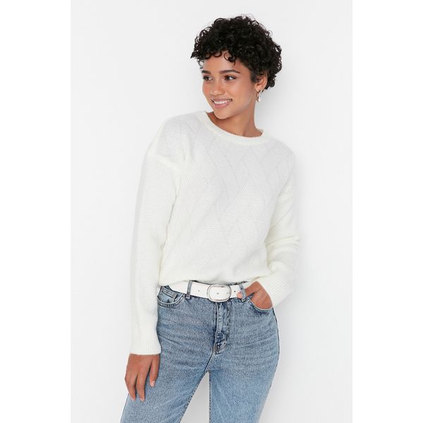 Trendyol Trendyol Ecru Knitted Detailed Knitwear Sweater