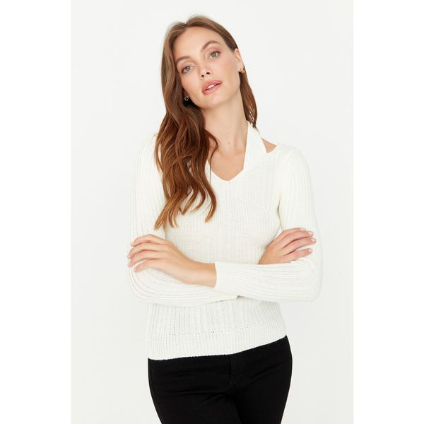 Trendyol Trendyol Ecru Knitted Detailed Knitwear Sweater