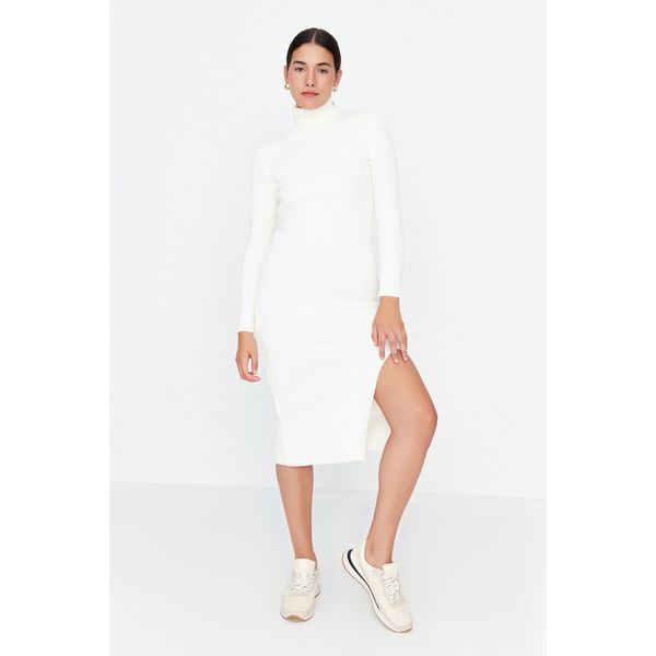 Trendyol Trendyol Ecru Slit Detailed Knitwear Dress