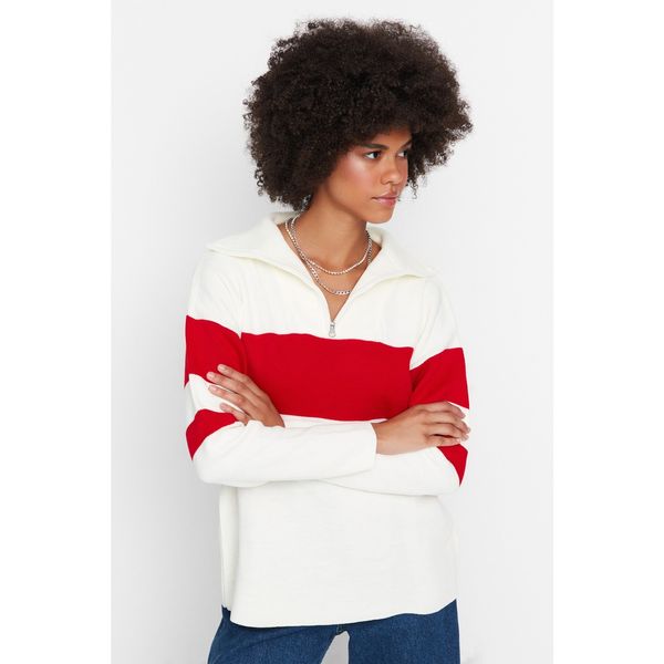 Trendyol Trendyol Ecru Stand Up Collar Knitwear Sweater