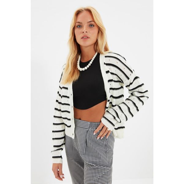 Trendyol Trendyol Ecru Striped Knitwear Cardigan