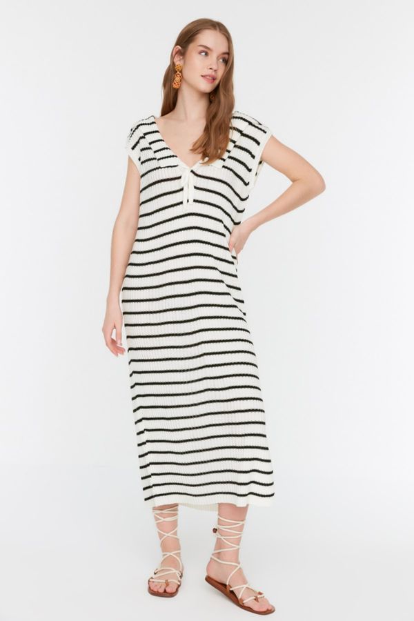 Trendyol Trendyol Ecru Striped Knitwear Dress