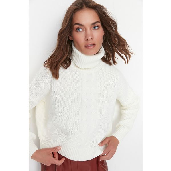 Trendyol Trendyol Ecru Turtleneck Crop Knitwear Sweater