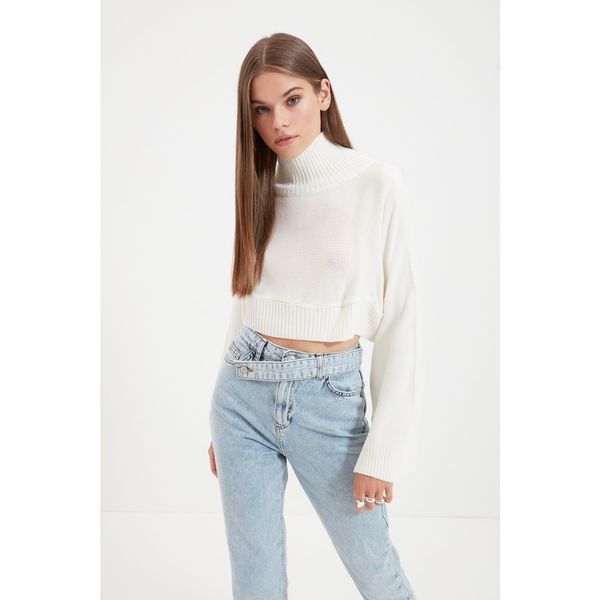 Trendyol Trendyol Ecru Turtleneck Crop Knitwear Sweter