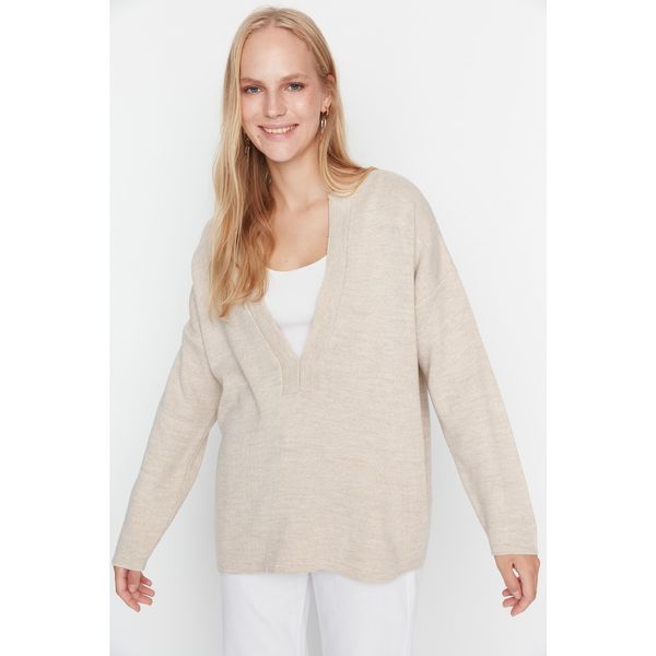 Trendyol Trendyol Ecru V Neck Knitwear Sweater