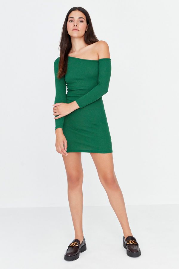 Trendyol Trendyol Emerald Green Asymmetrical Knitted Dress