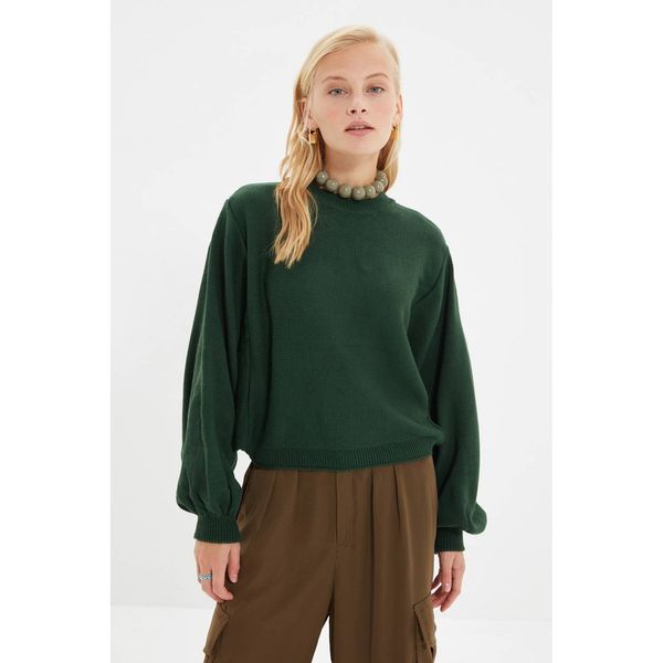 Trendyol Trendyol Emerald Green Balloon Sleeve Detailed Knitwear Sweater