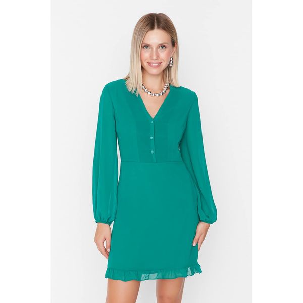 Trendyol Trendyol Emerald Green Button Detailed Dress