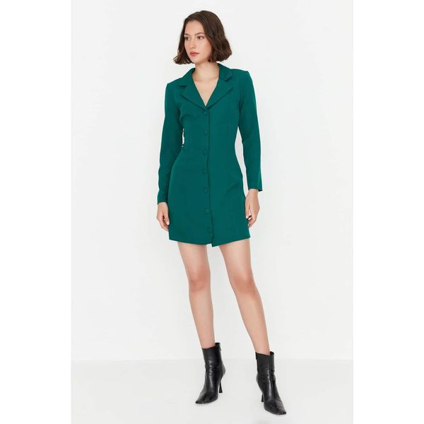 Trendyol Trendyol Emerald Green Button Detailed Dress