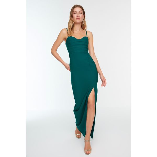 Trendyol Trendyol Emerald Green Collar Detailed Evening Dress & Graduation Dress