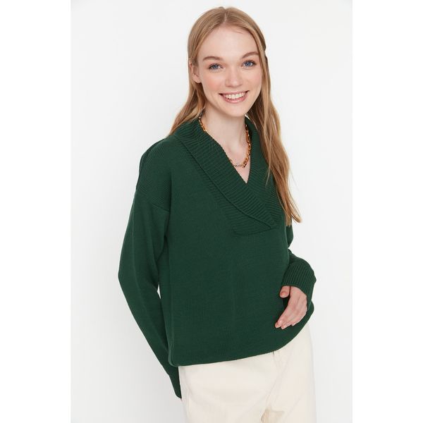Trendyol Trendyol Emerald Green Collar Detailed Knitwear Sweater