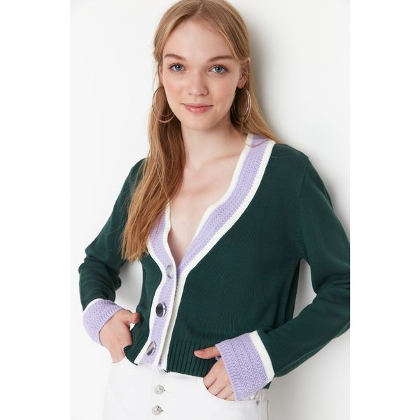 Trendyol Trendyol Emerald Green Crop Knitwear Cardigan