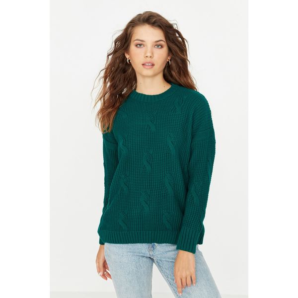 Trendyol Trendyol Emerald Green Knitted Detailed Knitwear Sweater