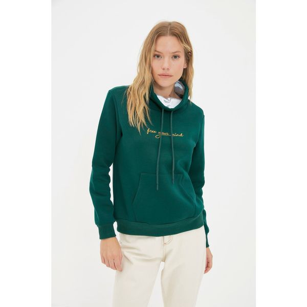 Trendyol Trendyol Emerald Green Knitted Raised Basic Sweatshirt