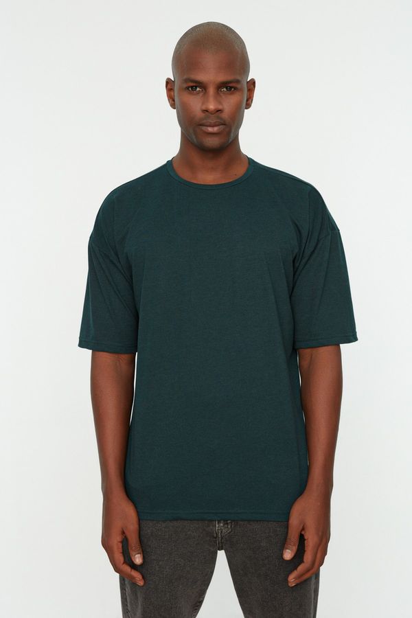 Trendyol Trendyol Emerald Green Men's Basic Crew Neck Oversize Short Sleeve T-Shirt