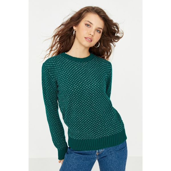 Trendyol Trendyol Emerald Green Patterned Knitwear Sweater