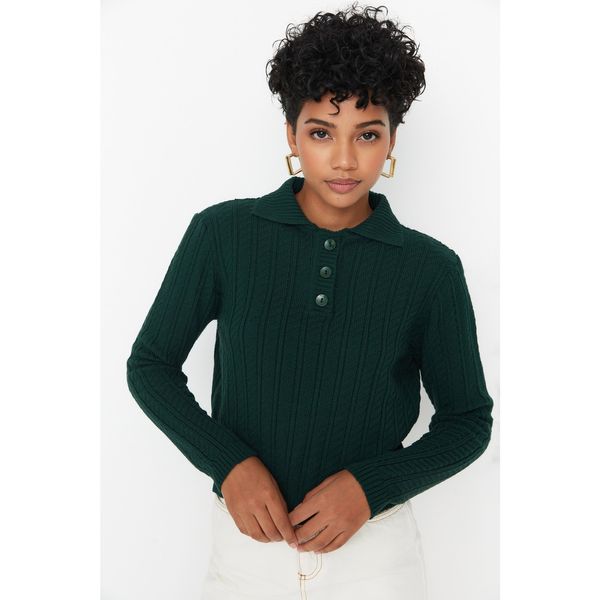Trendyol Trendyol Emerald Green Polo Neck Crop Knitwear Sweater
