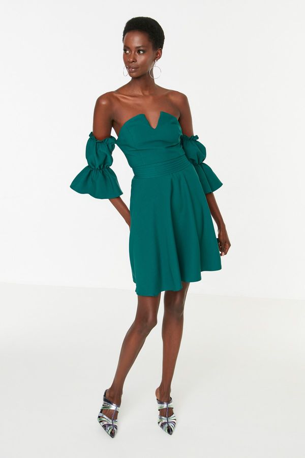 Trendyol Trendyol Emerald Green Rib Detailed Dress