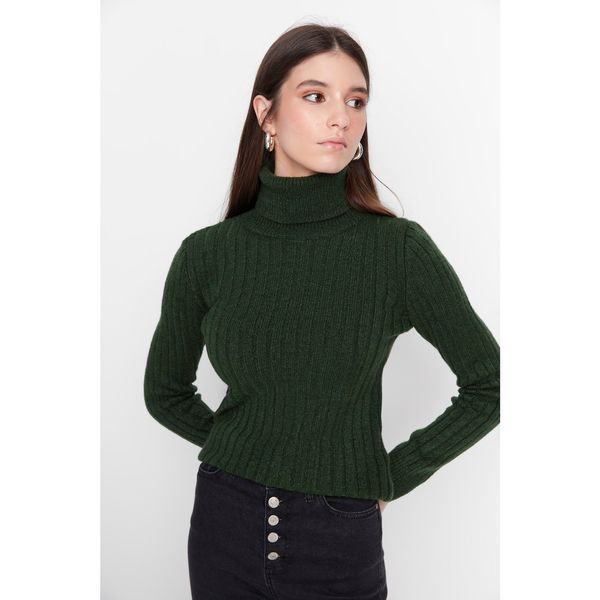 Trendyol Trendyol Emerald Green Ribbed Turtleneck Knitwear Sweater