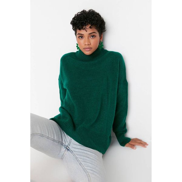 Trendyol Trendyol Emerald Green Super Oversize Knitwear Sweater