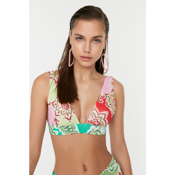 Trendyol Trendyol Floral Pattern Long Triangle Bikini Top