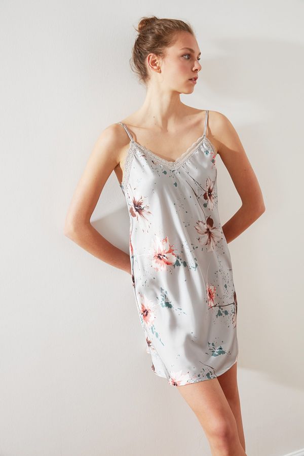 Trendyol Trendyol Floral Patterned Satin Nightgown