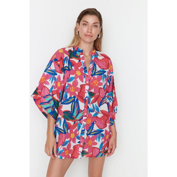 Trendyol Trendyol Floral Patterned Shirt Beach Dress