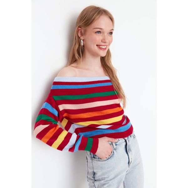 Trendyol Trendyol Fuchsia Color Block Knitwear Sweater