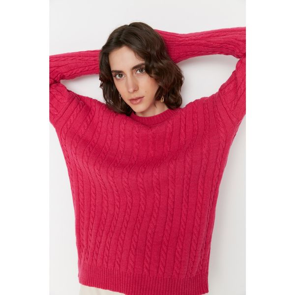 Trendyol Trendyol Fuchsia Hair Knitting Detailed Knitwear Sweater