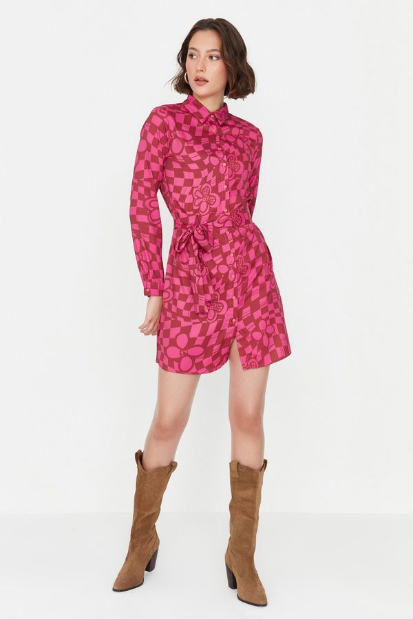 Trendyol Trendyol Fuchsia Shirt Collar Dress