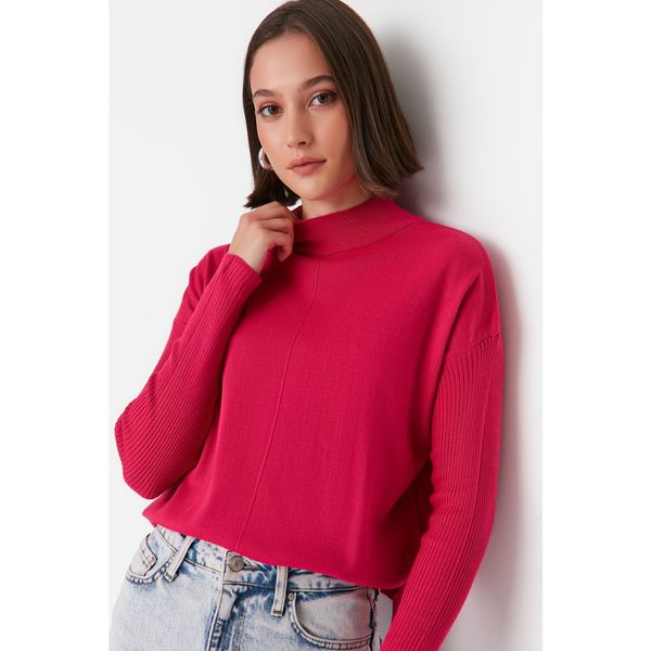 Trendyol Trendyol Fuchsia Stand Collar Knitwear Sweater