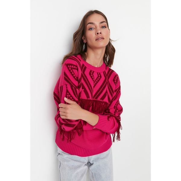 Trendyol Trendyol Fuchsia Tassel Detailed Knitwear Sweater