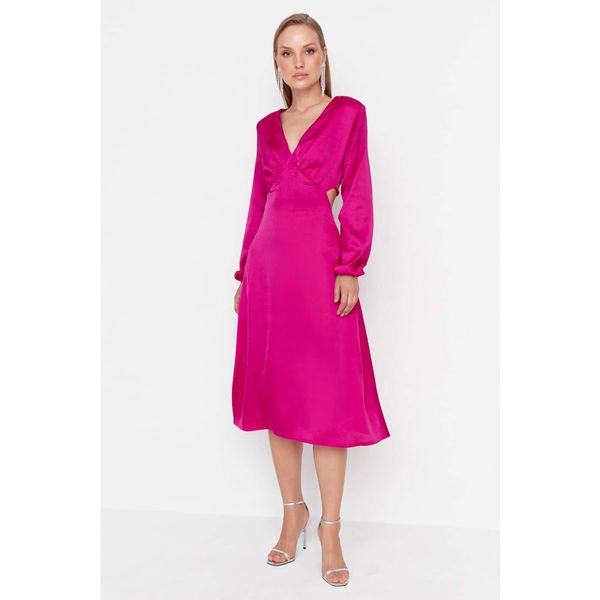 Trendyol Trendyol Fuchsia V Neck Satin Dress