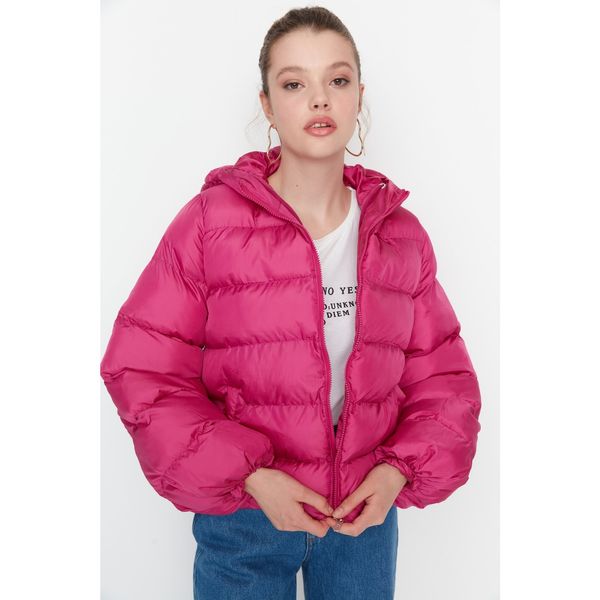 Trendyol Trendyol Fuchsia Wide Cut Oversize Hooded Inflatable Jacket