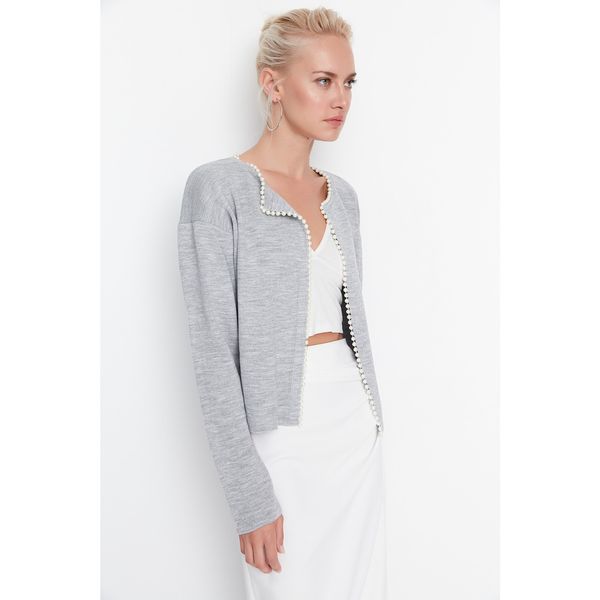 Trendyol Trendyol Gray Accessory Detailed Knitwear Cardigan