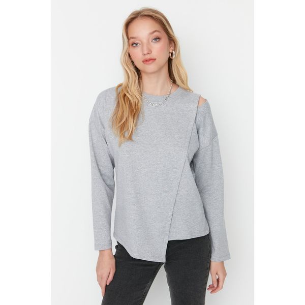 Trendyol Trendyol Gray Asymmetric Slim Knitted Sweatshirt
