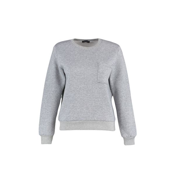 Trendyol Trendyol Gray Basic Raised Knitted Sweatshirt