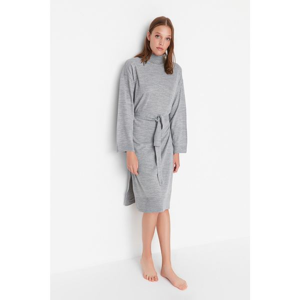 Trendyol Trendyol Gray Belted Long Knitwear Dress