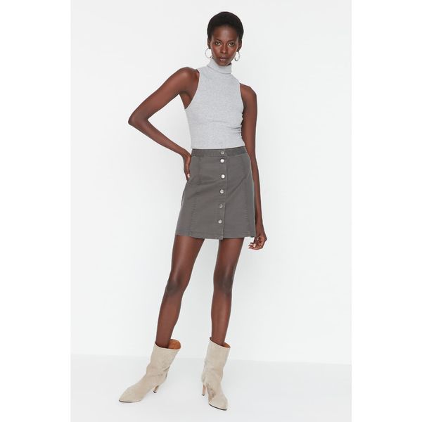 Trendyol Trendyol Gray Button Detailed Skirt