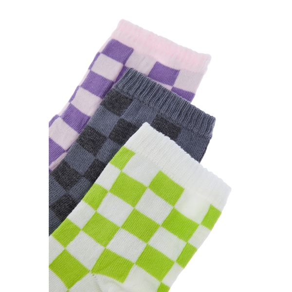 Trendyol Trendyol Gray Check 3 Pack Socks