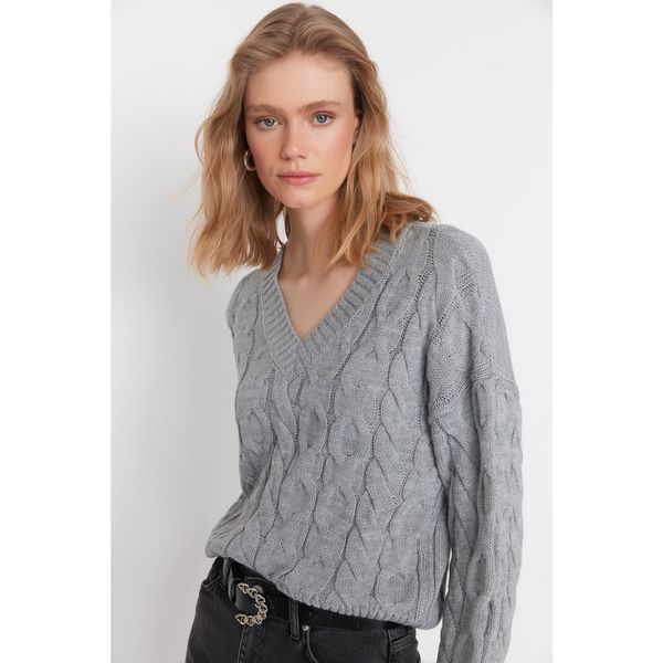 Trendyol Trendyol Gray Collar Detailed Knitwear Sweater