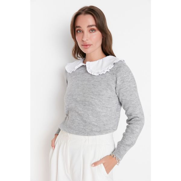 Trendyol Trendyol Gray Collar Detailed Knitwear Sweater